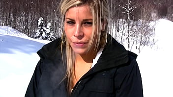 Preview 2 of Molly Woodz - On Our Ski Vacation,  I Strip and Pee in the Snow