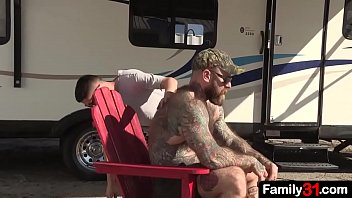 Preview 1 of Hot Sex Rough 3d Hentai - The big stepdaddy with strong body fuck right there in the middle of the trailer park,  the boy loves it so much