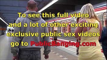 Preview 1 of Anti Sony - A woman with a huge natural tits in a public sex threesome in a subway train