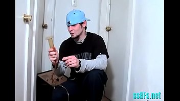 Preview 1 of Gagged Tv Leather Damsel20 - Self engulfing solo homosexual porn
