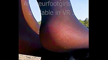 Preview 1 of Oil Sex 3gp - Shoeplay Dangling Dipping Nylons sneakers Feet footfetish clip video foot toe Girl slips out of her sweaty stinky shoes