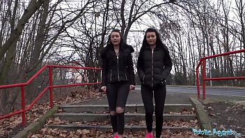 Preview 1 of Linda Collins - Public Agent Real Twins stopped on the street for indecent proposals