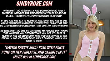 Preview 1 of Cody Lane Latina - Easter Rabbit Sindy Rose with penis pump on prolapse and carrots