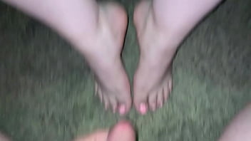 Preview 2 of Mom And Son Doggystyle - Nice Cumshot on my slutty girlfriends&#039_ sexy feet.(amateur)