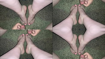 Preview 3 of Suunlien - Nice Cumshot on my slutty girlfriends&#039_ sexy feet.(amateur) Multi Angle