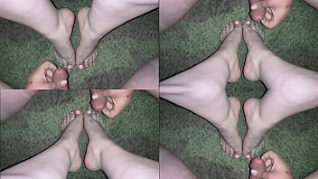 Preview 4 of Suunlien - Nice Cumshot on my slutty girlfriends&#039_ sexy feet.(amateur) Multi Angle