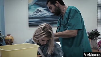 Preview 3 of Tease Shiny - Helpless blonde used by a dirty doctor with huge thing