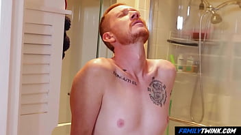 Preview 4 of Xxx Creampied Japanese - FamilyTwink - Watching his Redheaded Father in the Shower for the First Time