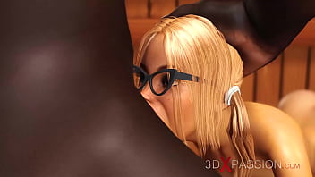 Preview 2 of Taxi Vagina Free - Hot nerdy girl in glasses gets fucked by black basketball player in sauna