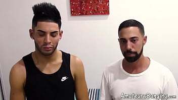 Preview 1 of Beautlfulshowng - Real amateur studs give blow each other before rawpounding