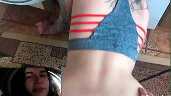 Preview 4 of Alura Jhonson Amazon - Step-Brother Doggystyle Sex and Cumshot when I Stuck in the Typewriter