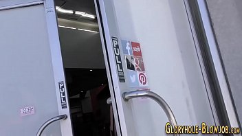 Preview 1 of Xxnx Telugu - Gloryhole teen gets interracially fucked