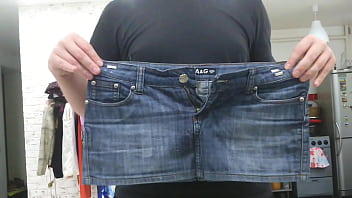 Preview 1 of Jatra Nude Video - old denim mini skirt of my girl,  sexy skirt or throw it away? write your advice