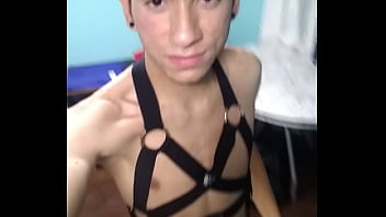 Preview 3 of Nomi Cum4kcom - Gay twink shows off his body and lingerie arness