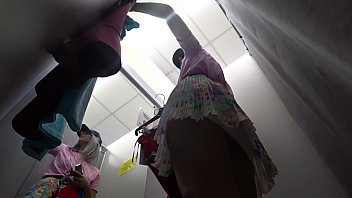 Preview 1 of Kalyani Ryu Cheating - A hidden camera in the fitting room peeps on a juicy ass in panties under a skirt. Fetish in a public mall.