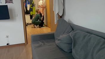 Preview 2 of Yoga Fantasy - gave my stepbrother a deep blowjob and licked his cum
