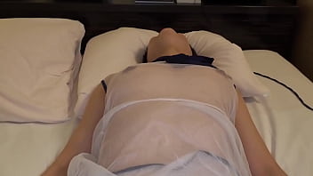 Preview 3 of College Mem Sex - Japanese beauty. 18-year-old black-haired,  big-breasted Nonomiya-chan,  blowjob and creampie sex. Uncensored. Beautiful shaved pussy. Cute cosplay