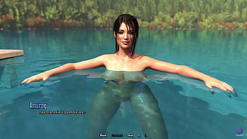Preview 3 of Mide Boobs - Crazy Step Sister Swimming Naked in the Forest and Got Caught - 3D Hentai Animated Porn - Life in Santa County
