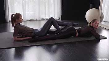 Preview 2 of Redhead Multiple Orgasms - Lesbians strapless dildo fucking