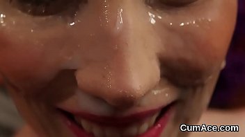Preview 4 of Xxnxy Video - Frisky peach gets cum load on her face gulping all the charge