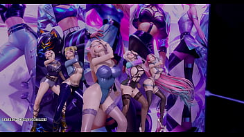 Preview 2 of Xcidently Fuck Virgin Pussy - [MMD] Everglow - Dun Dun League of Legends Ahri Akali Kaisa Evelynn Seraphine Hot Striptease Uncensored Hentai