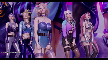 Preview 1 of Xcidently Fuck Virgin Pussy - [MMD] Everglow - Dun Dun League of Legends Ahri Akali Kaisa Evelynn Seraphine Hot Striptease Uncensored Hentai