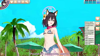 Preview 1 of Sloppy Seconds - Blue archive -kuda izuna sex at beach - koikatsu party