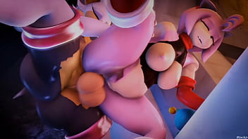Preview 3 of Mama Teases - Trans Rouge fucking Amy hard,  hiding from Sonic
