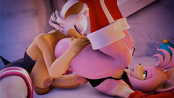 Preview 1 of Mama Teases - Trans Rouge fucking Amy hard,  hiding from Sonic