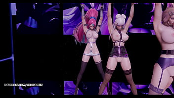 Preview 3 of Vintage 19 - [MMD] K/DA - The Baddest Naked Dance KDA Ahri Akali Kaisa Evelynn Seraphine 4K 60FPS