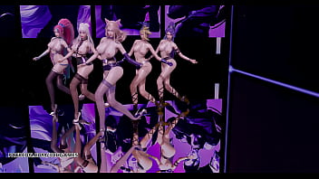 Preview 4 of Vintage 19 - [MMD] K/DA - The Baddest Naked Dance KDA Ahri Akali Kaisa Evelynn Seraphine 4K 60FPS