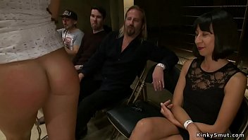 Preview 1 of Sirlankaxxxxsex - Taped blonde is fucked in public bdsm