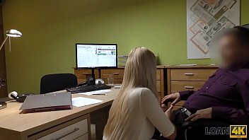 Preview 3 of French Slave - LOAN4K. La traviesa Nathaly le da su co&ntilde_o afeitado al agente de pr&eacute_stamos