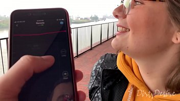 Preview 3 of Massage Goes Under Bra Towel - I control her pussy in public with a lovense lush - she moans and is embarassed