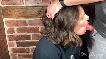Preview 4 of Big Lady Fuck Small Teen Boy - Facefucking a youtuber with pulsating cumshot in her mouth