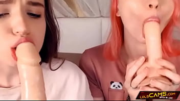 Preview 2 of Xxxhoser - BFF practice their blowjob skills on cam. Who is better?