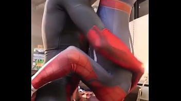 Preview 2 of Wife And Young Boy Has - Spiderman Blowjob