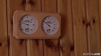 Preview 1 of Indian Feeding Milk And Sex - Busty bombshell Angel Wicky titty sucked and double penetrated in the sauna