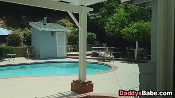 Preview 1 of Brother Sister Maugham Dad - Brunette teen bribes stepdad with blowjob