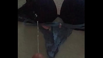 Preview 2 of Angu Von Ha - Big cumshot on sexy 34D bra and panties
