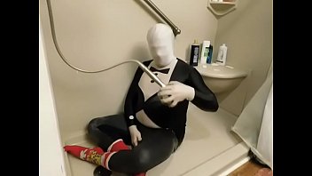 Preview 2 of Xnxxe Andpage2 - Showering in zentai,  stirrup tights and toe socks