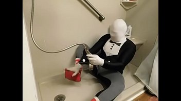 Preview 1 of Xnxxe Andpage2 - Showering in zentai,  stirrup tights and toe socks