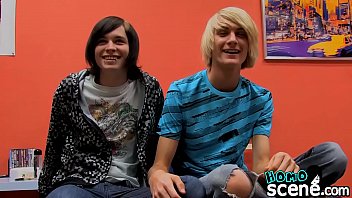 Preview 1 of Brather And Sister School - Anal penetration session with two emo twinks with long hair