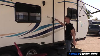 Preview 1 of Aleksi Teksas Porno Indir - FamilyTwink - Visiting My Big Bear Father in the Trailer