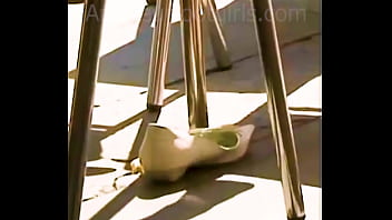 Preview 3 of Big Black Mamas African Sex - Candid Feet,  girl relaxes barefoot and plays with her sweaty toes,  looks at her sweaty stinky flats.