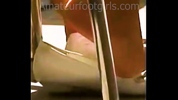 Preview 4 of Big Black Mamas African Sex - Candid Feet,  girl relaxes barefoot and plays with her sweaty toes,  looks at her sweaty stinky flats.