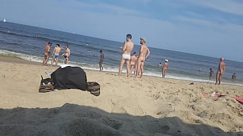 Preview 2 of Busty Milf Huge Dildo - Nude Beach Guys