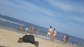 Preview 3 of Busty Milf Huge Dildo - Nude Beach Guys