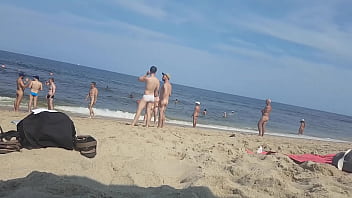 Preview 1 of Busty Milf Huge Dildo - Nude Beach Guys