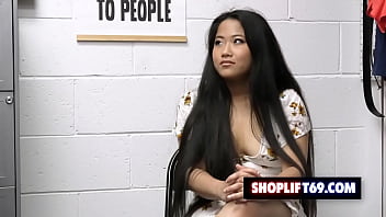 Preview 1 of Jav Sex Sergery - Sexy asian teen shoplifter Alona Bloom fucked in the backroom by the security officer